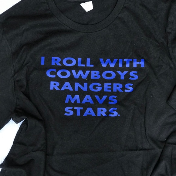 New men black shirt sleeve tshirt, size large. Cowboys Mavericks Rangers Stars - Picture 3 of 5